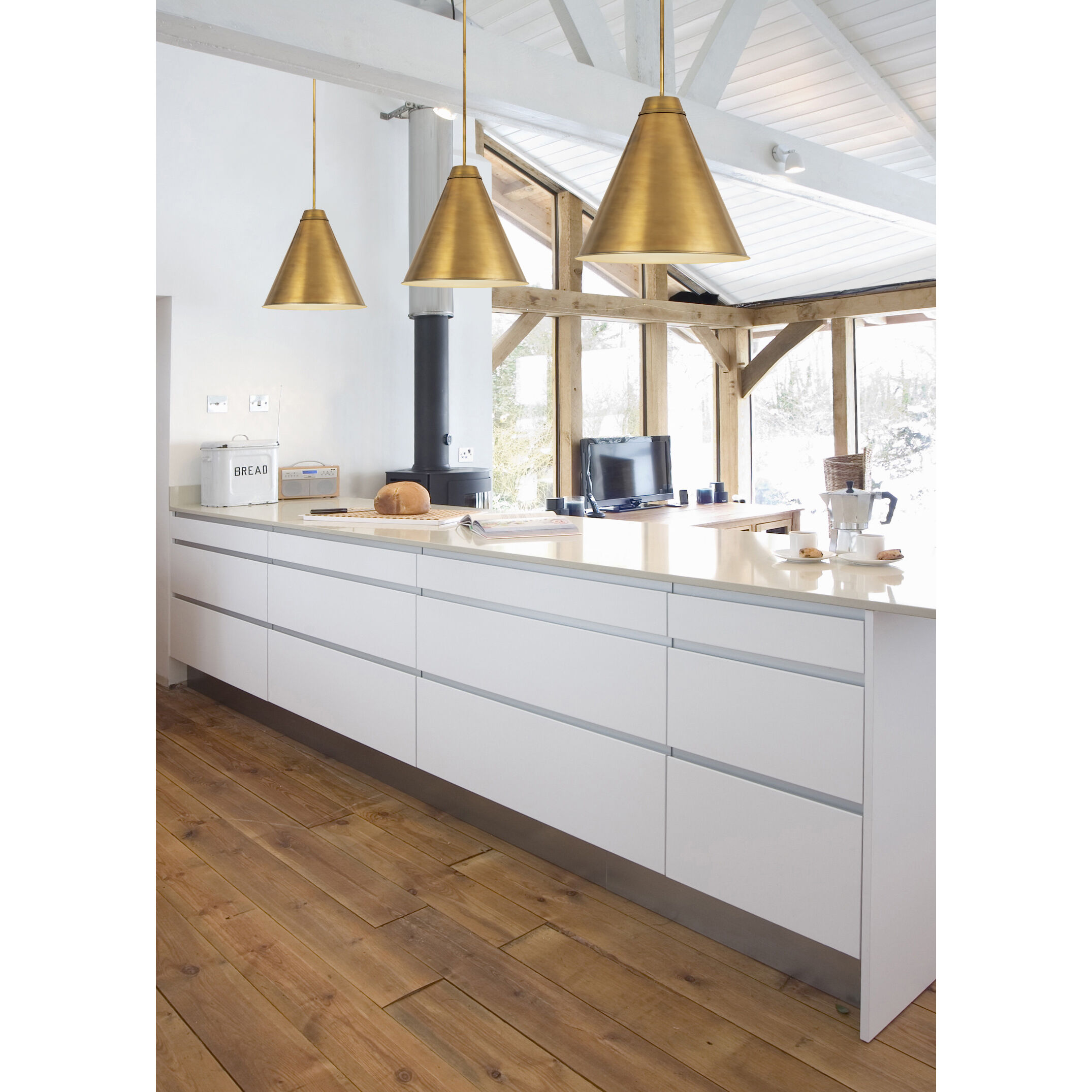 Eaton 1 Light 24 inch Rubbed Brass Pendant Ceiling Light