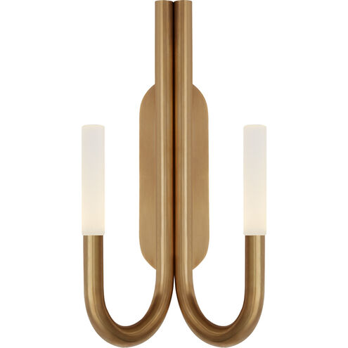 Kelly Wearstler Rousseau LED 10 inch Antique-Burnished Brass Double Wall Sconce Wall Light in Etched Crystal