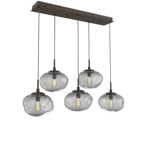 Nova Incandescent 5 Light Flat Bronze Linear Pendant Ceiling Light in Smoke, Multi-Port