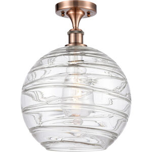 Ballston X-Large Deco Swirl LED 12 inch Antique Copper Semi-Flush Mount Ceiling Light, Ballston
