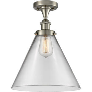Ballston X-Large Cone 1 Light 8 inch Brushed Satin Nickel Semi-Flush Mount Ceiling Light in Clear Glass