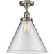 Ballston X-Large Cone LED 8 inch Brushed Satin Nickel Semi-Flush Mount Ceiling Light in Clear Glass