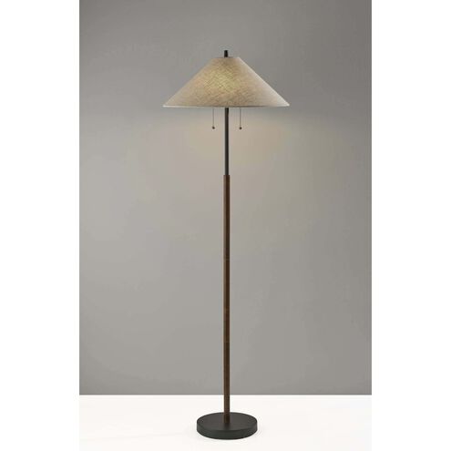 Palmer 62 inch 60.00 watt Black and Walnut Wood Floor Lamp Portable Light 