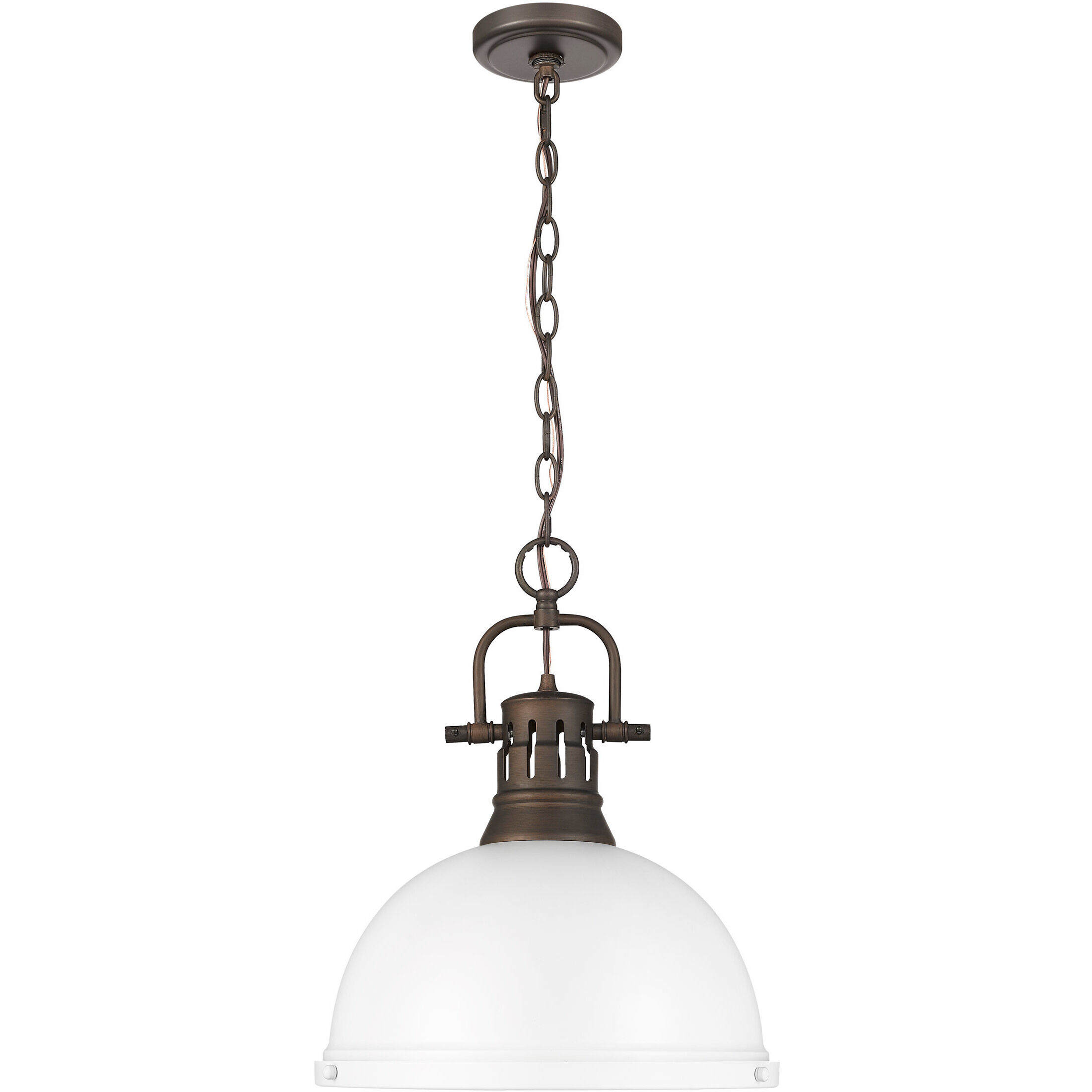 Yep Duncan 1 Light 14 inch Rubbed Bronze Pendant Ceiling Light in Matte White