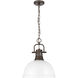 Yep Duncan 1 Light 14 inch Rubbed Bronze Pendant Ceiling Light in Matte White