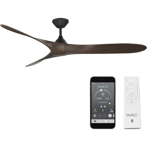 Malibu 70 inch Matte Black Dark Walnut with Dark Walnut Blades Downrod Ceiling Fans in Matte Black/Dark Walnut, Smart Fan