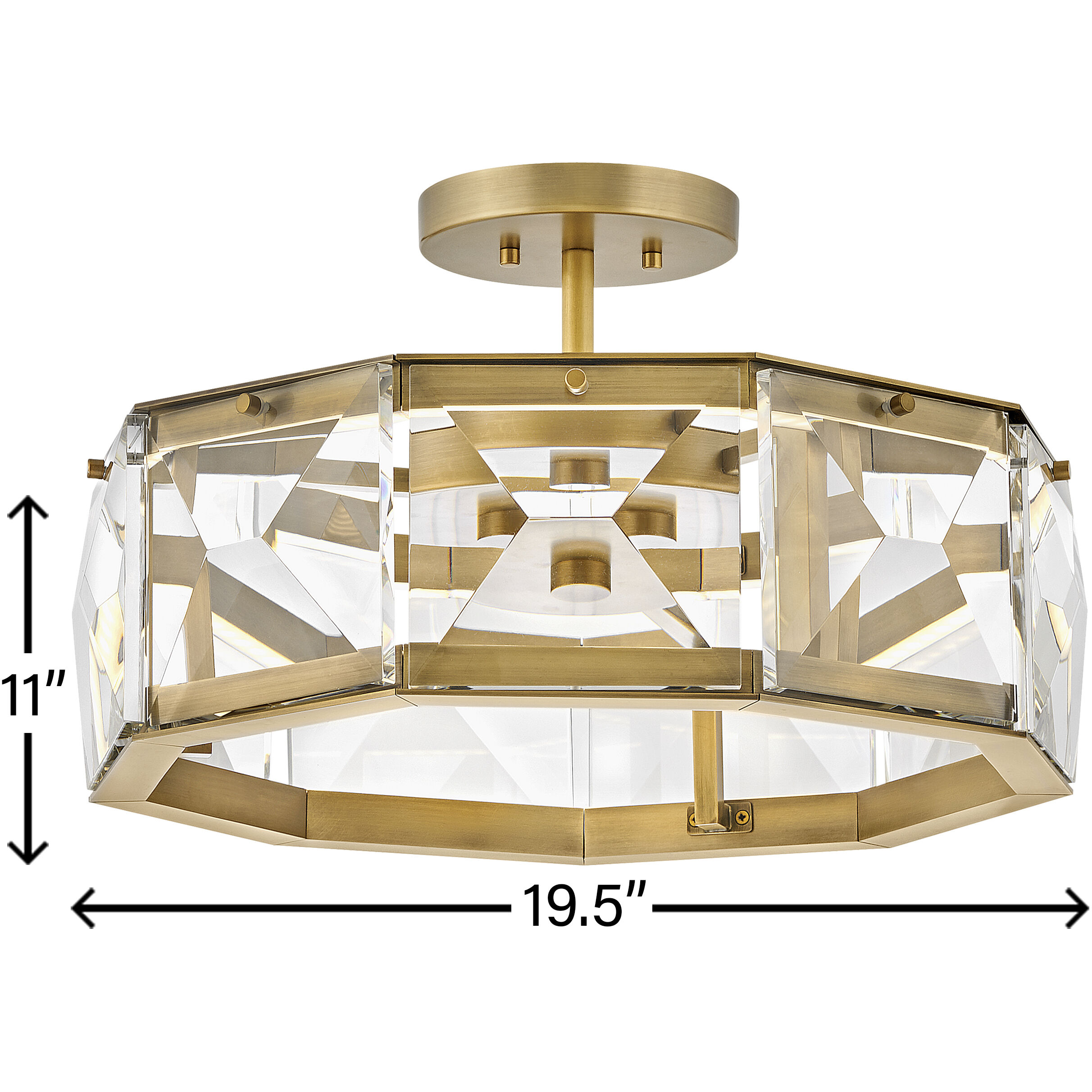 Jolie LED 19.5 inch Heritage Brass Foyer Light Ceiling Light, Semi-Flush Mount