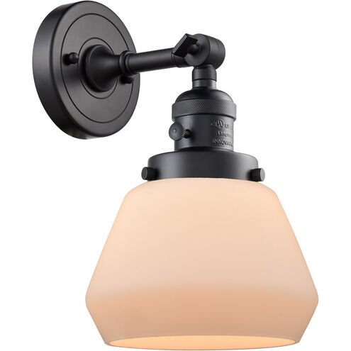 Franklin Restoration Fulton 1 Light 7 inch Matte Black Sconce Wall Light in Matte White Glass, Franklin Restoration