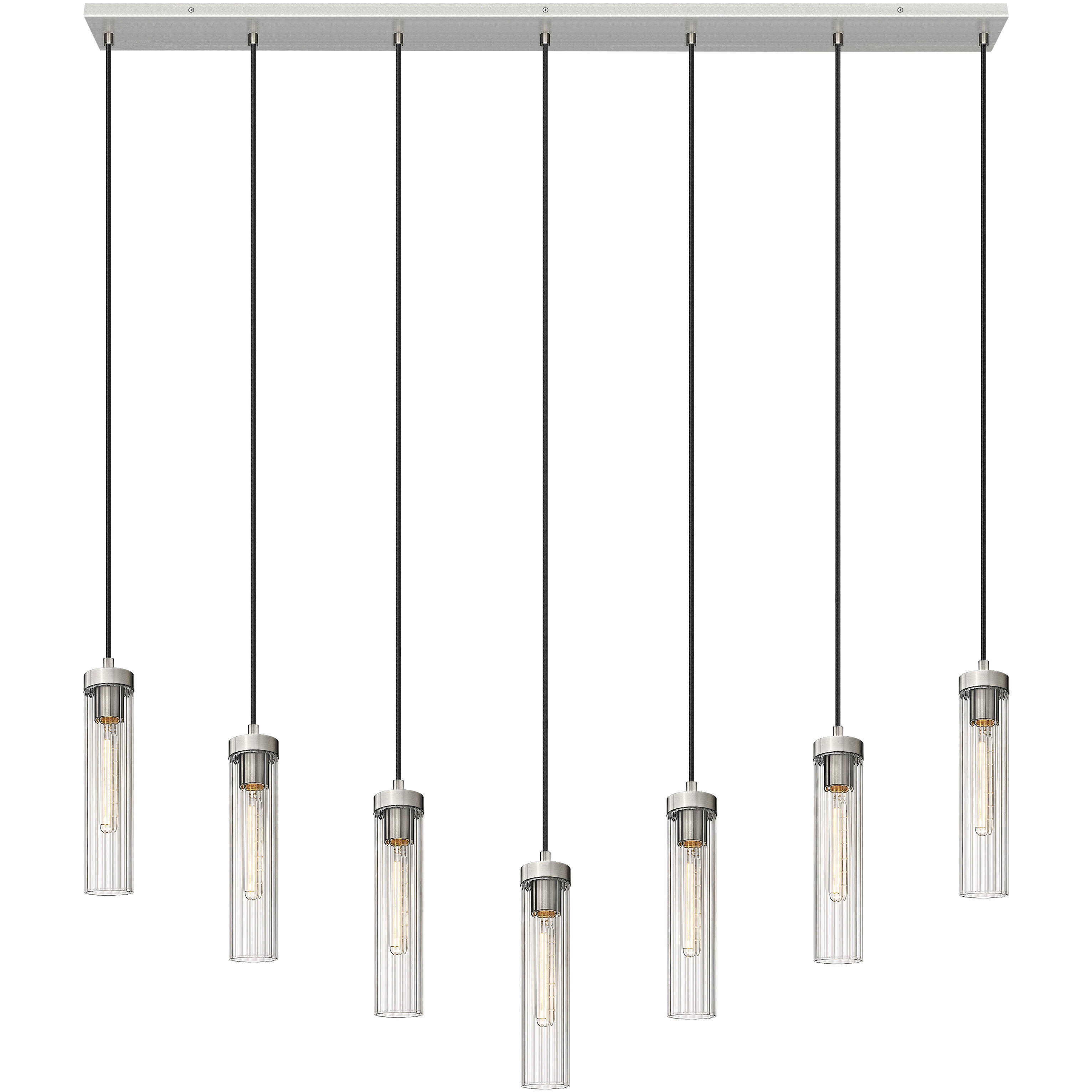 Beau 7 Light 54 inch Brushed Nickel Linear Chandelier Ceiling Light