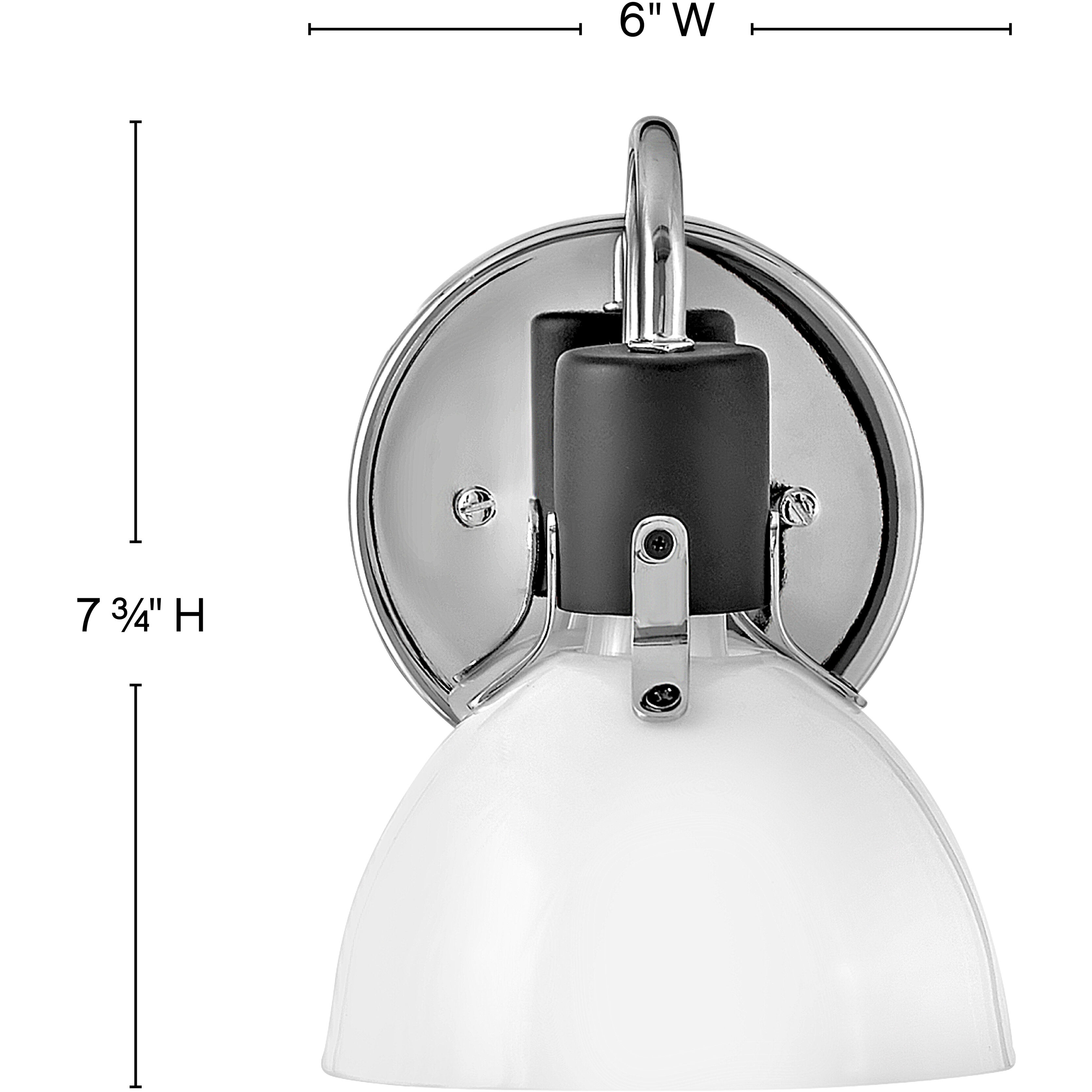 Argo 1 Light 7.25 inch Chrome with Black Vanity Light Wall Light