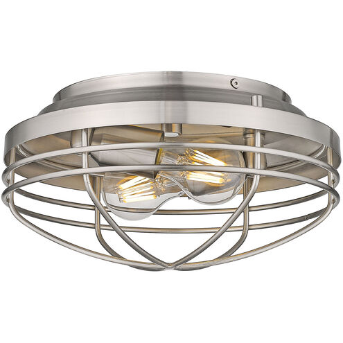 Seaport 2 Light 12 inch Pewter Flush Mount Ceiling Light, Damp
