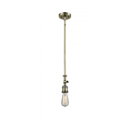 Franklin Restoration Bare Bulb 1 Light 4 inch Antique Brass Mini Pendant Ceiling Light, Franklin Restoration