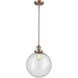 Franklin Restoration Beacon 1 Light 12 inch Antique Copper Mini Pendant Ceiling Light in Incandescent, Seedy, Franklin Restoration