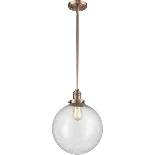 Franklin Restoration Beacon 1 Light 12 inch Antique Copper Mini Pendant Ceiling Light in Incandescent, Seedy, Franklin Restoration