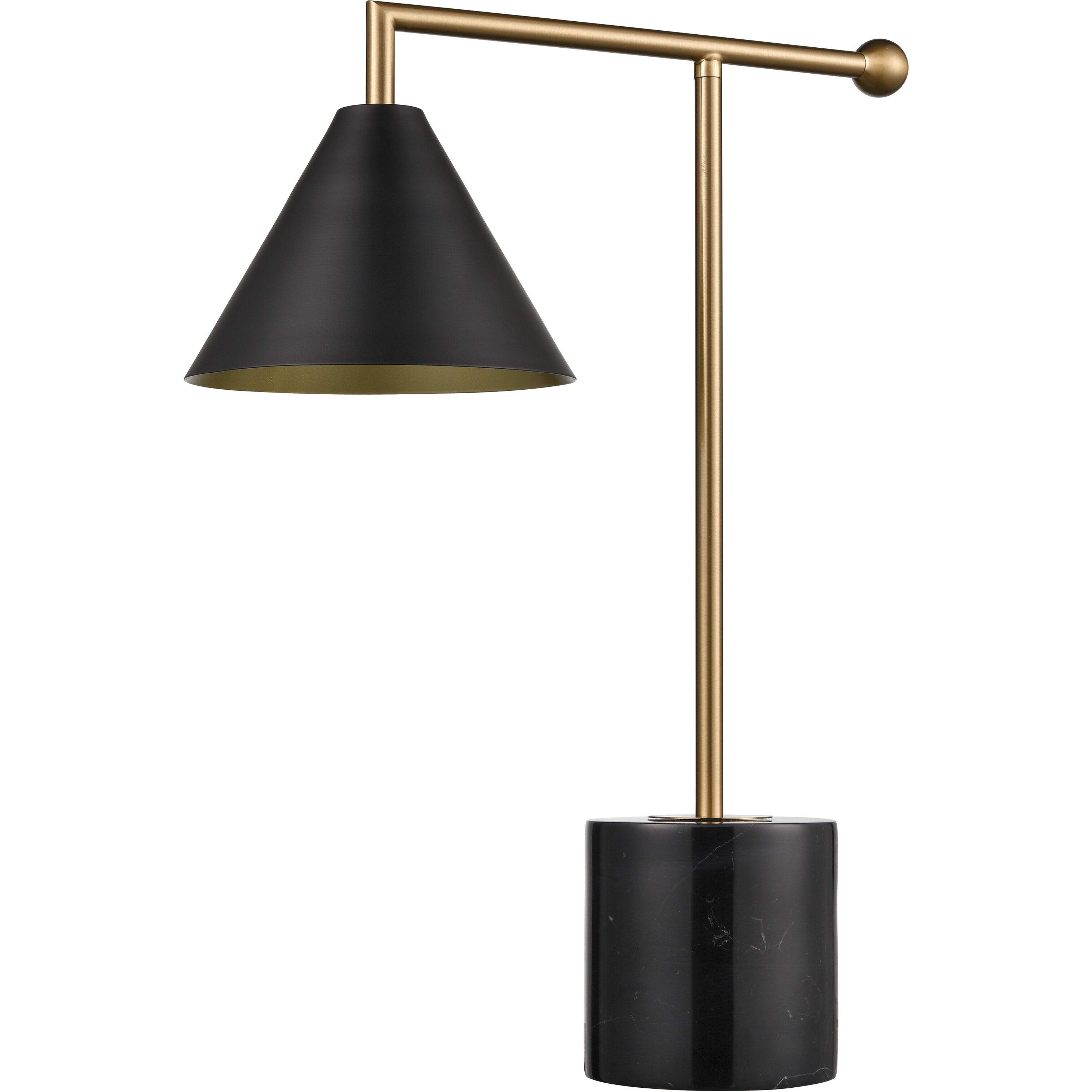 Halton 20 inch 40 watt Black with Satin Brass Desk Lamp Portable Light