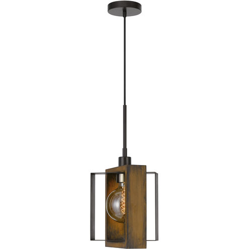 Agrigento 1 Light 9 inch Wood/Black Pendant Ceiling Light