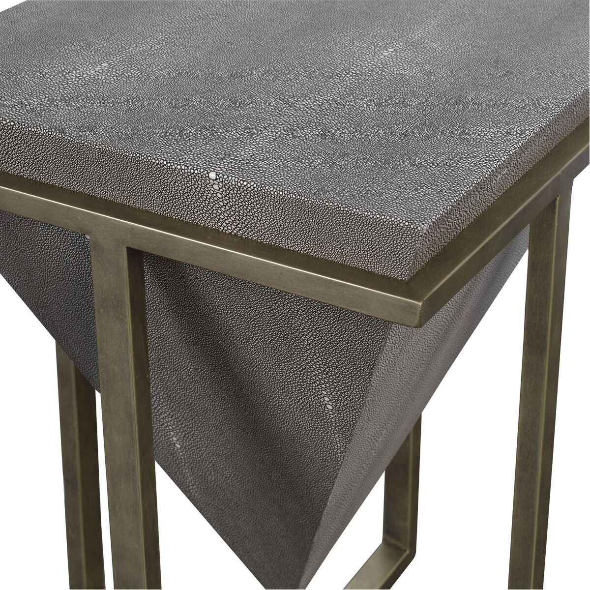 Bertrand 25 X 18 inch Gray Faux Shagreen and Aged Gold Accent Table