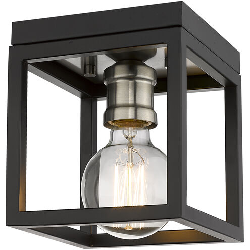 Kube 1 Light 5.75 inch Matte Black and Brushed Nickel Flush Mount Ceiling Light
