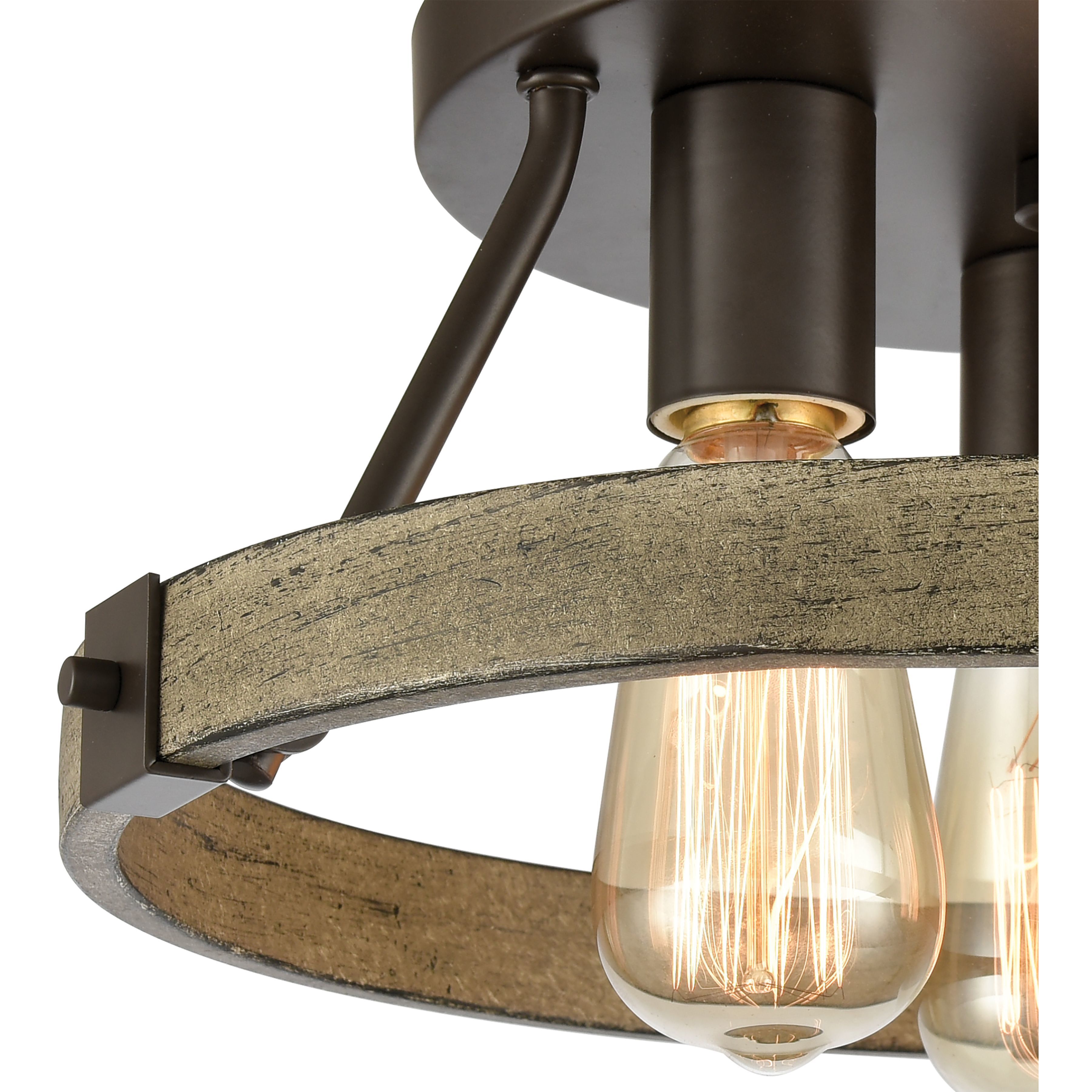 Transitions 3 Light 14 inch Oil Rubbed Bronze with Aspen Semi Flush Mount Ceiling Light