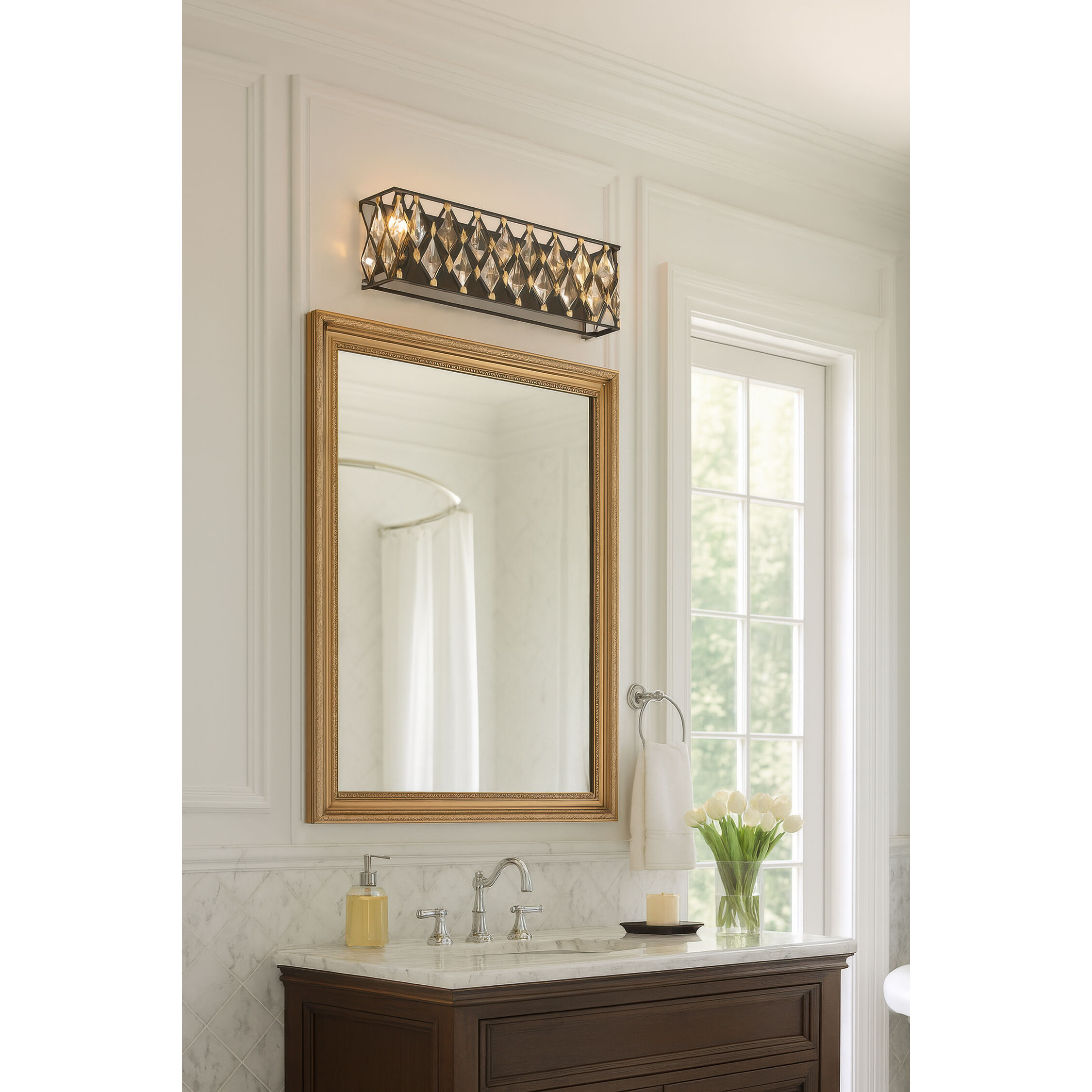 Windsor 3 Light 23.75 inch Carbon and Havana Gold Bath Vanity Light Wall Light