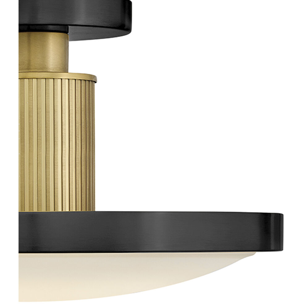 Kieran LED 14.25 inch Black and Lacquered Brass Semi-flush Mount Ceiling Light in Black with Lacquered Brass