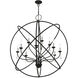 Aria 12 Light 40 inch Black with Brushed Nickel Finish Candles Grande Foyer Chandelier Ceiling Light