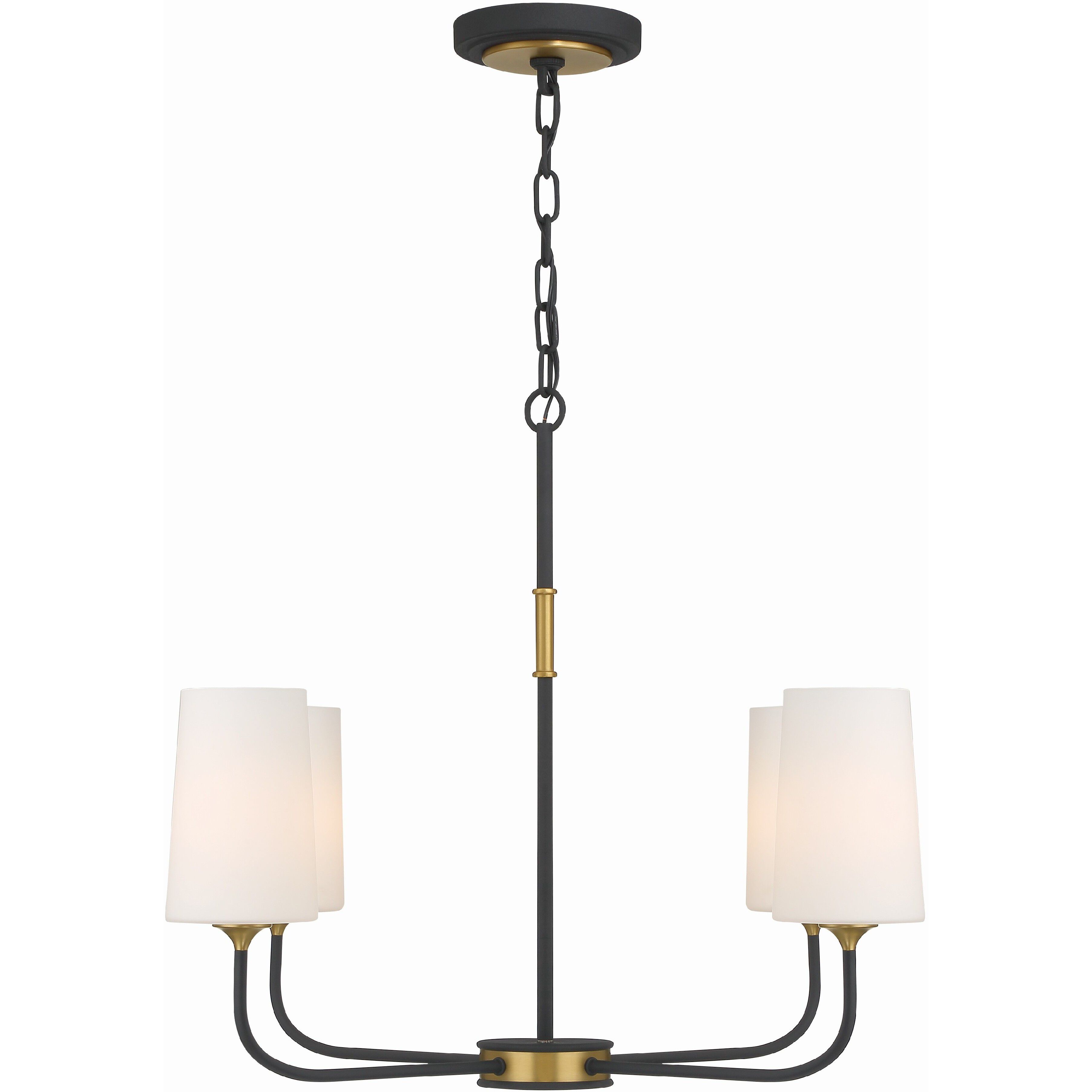 Niles 4 Light 29 inch Black Forged and Modern Gold Chandelier Ceiling Light