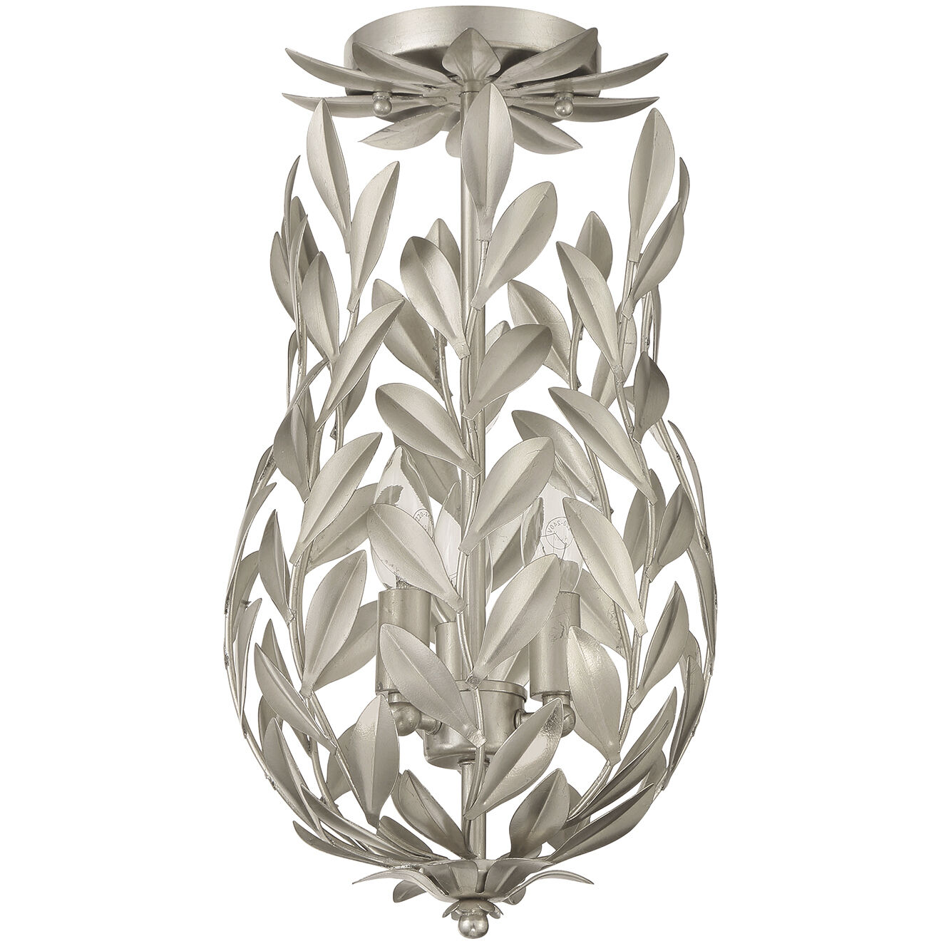 Broche 3 Light 9.5 inch Antique Silver Semi Flush Ceiling Light