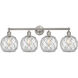Edison Farmhouse Rope 4 Light 35 inch Brushed Satin Nickel Bath Vanity Light Wall Light in Clear Glass with White Rope