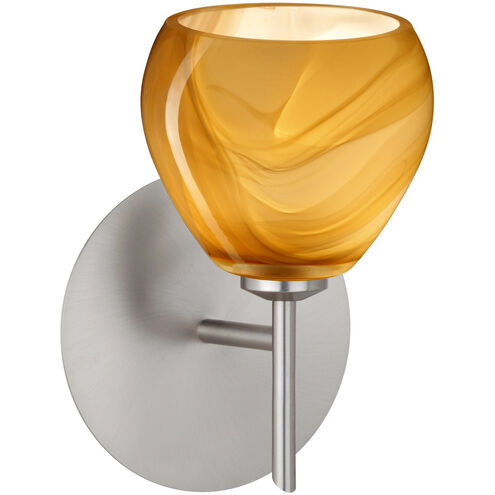 Tay Tay 1 Light 5 inch Satin Nickel Mini Sconce Wall Light in Halogen, Honey Glass