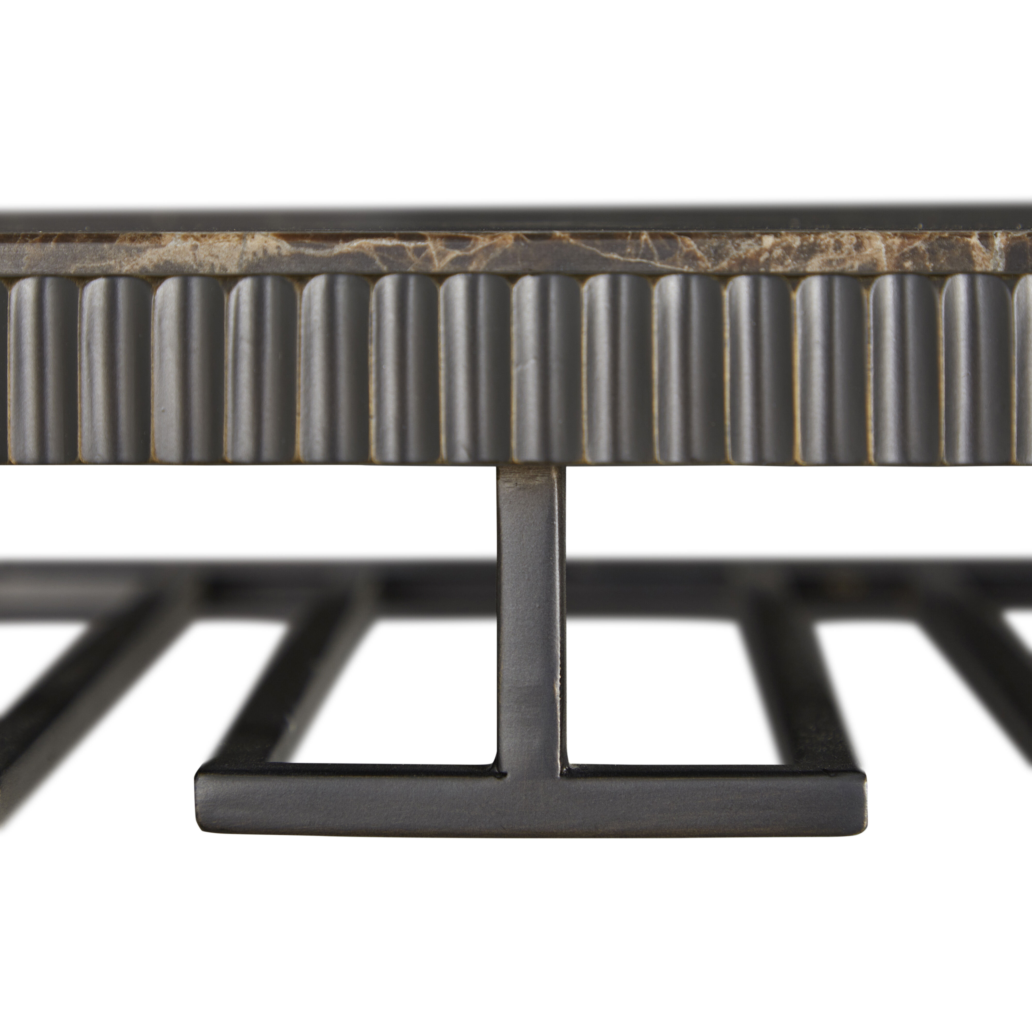 Ariana Forged Antique Bronze and Marron Imperial Marble Bar Console