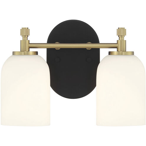 Council 2 Light 12.25 inch Flat Black/Satin Brass Vanity Light Wall Light