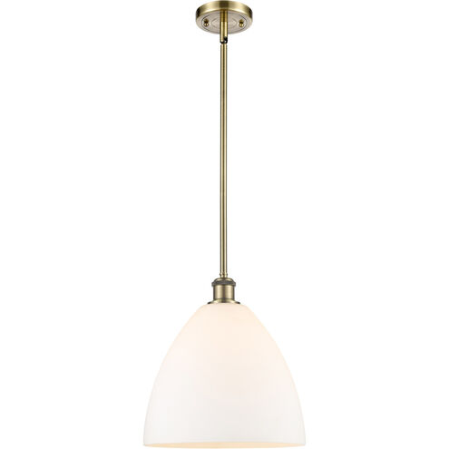 Ballston Dome LED 12 inch Antique Brass Mini Pendant Ceiling Light in Matte White Glass
