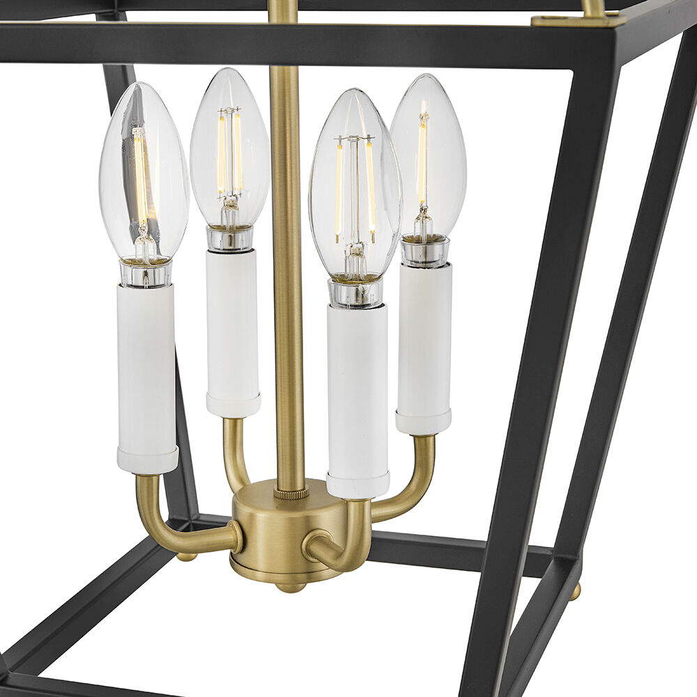 Tate 4 Light 12 inch Black with Lacquered Brass Pendant Ceiling Light