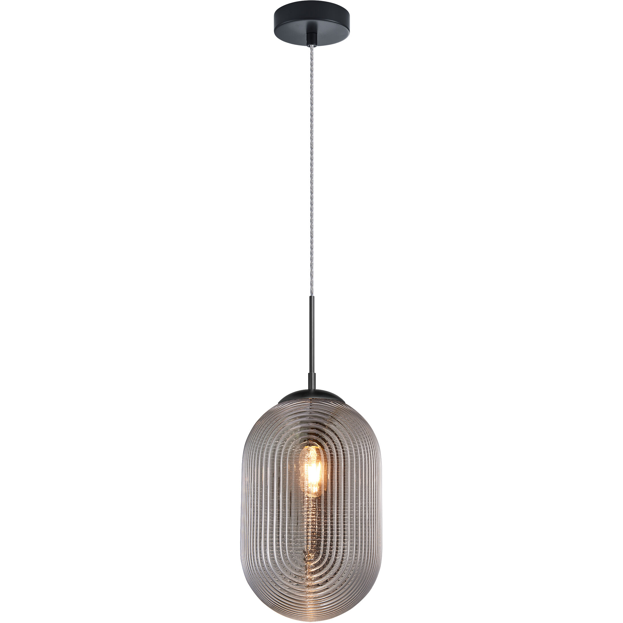 Maruna 1 Light 8.88 inch Matte Black and Smoked Glass Pendant Ceiling Light