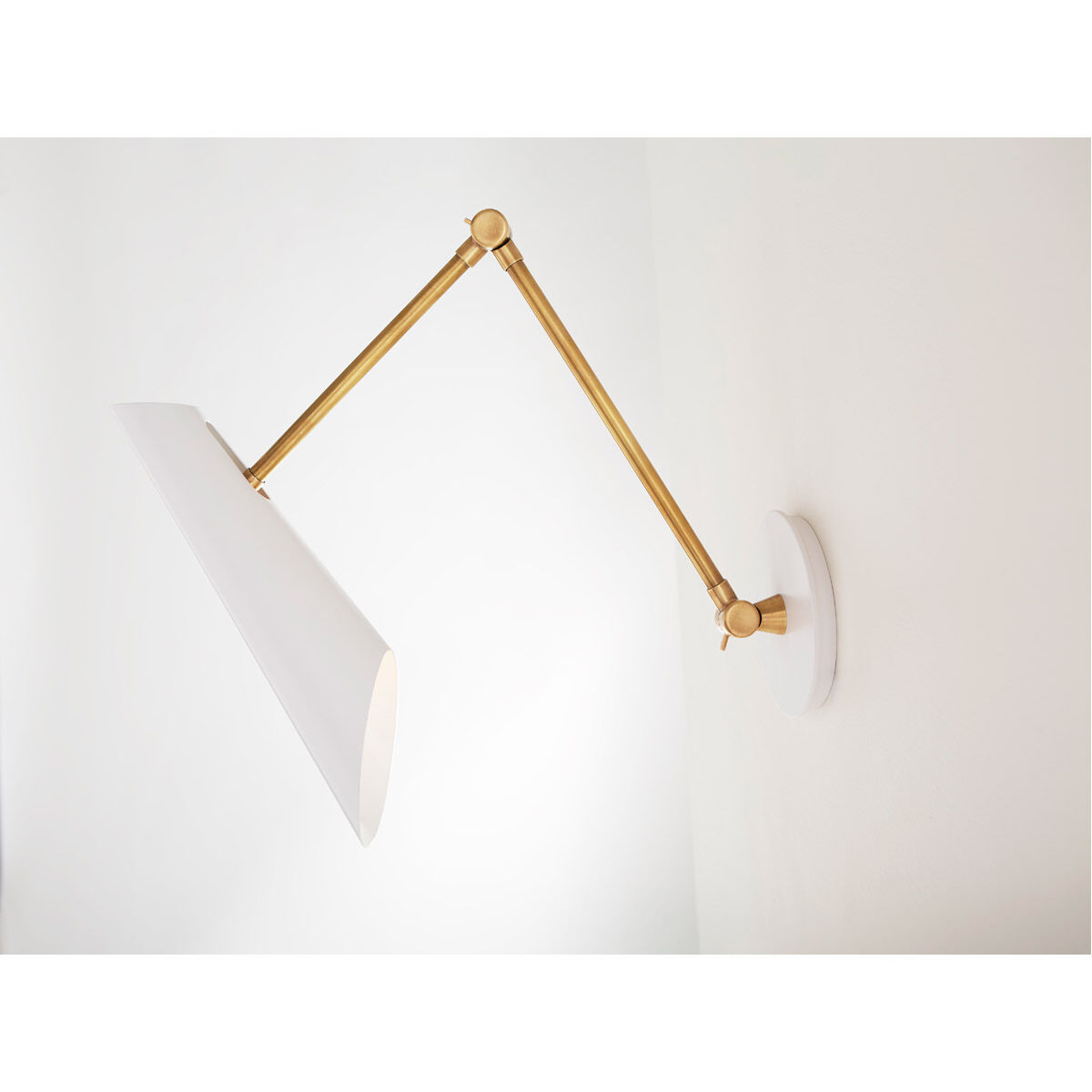 AERIN Franca 14.5 inch 12.00 watt Hand-Rubbed Antique Brass Double Library Wall Light in White