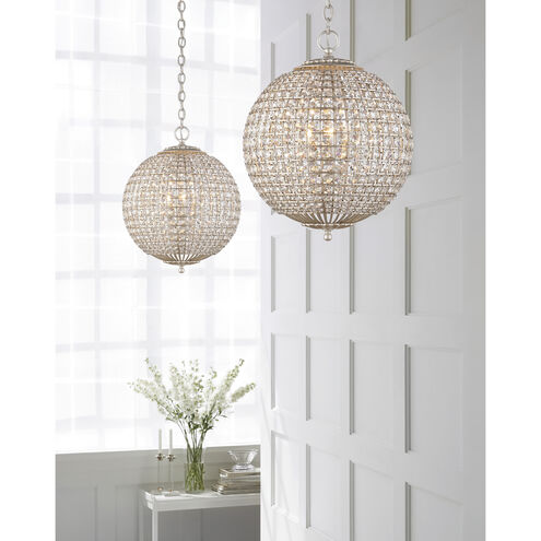 AERIN Renwick 4 Light 19 inch Burnished Silver Leaf Sphere Chandelier Ceiling Light, Small