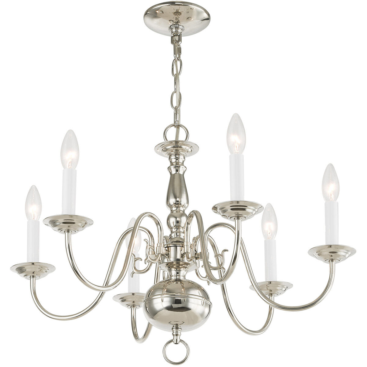 Williamsburgh 6 Light 24 inch Polished Nickel Chandelier Ceiling Light