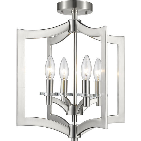 Zander 4 Light 14.8 inch Brushed Nickel Semi Flush Mount Ceiling Light