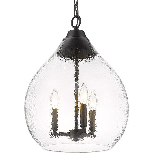 Ariella 3 Light 15 inch Matte Black Pendant Ceiling Light in Clear Hammered