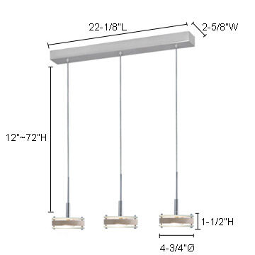 Discus 3 Light Satin Nickel Pendant Ceiling Light