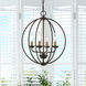 Arabella 4 Light 15 inch Bronze with Antique Brass Finish Candles Convertible Chandelier/ Semi-Flush Ceiling Light, Globe