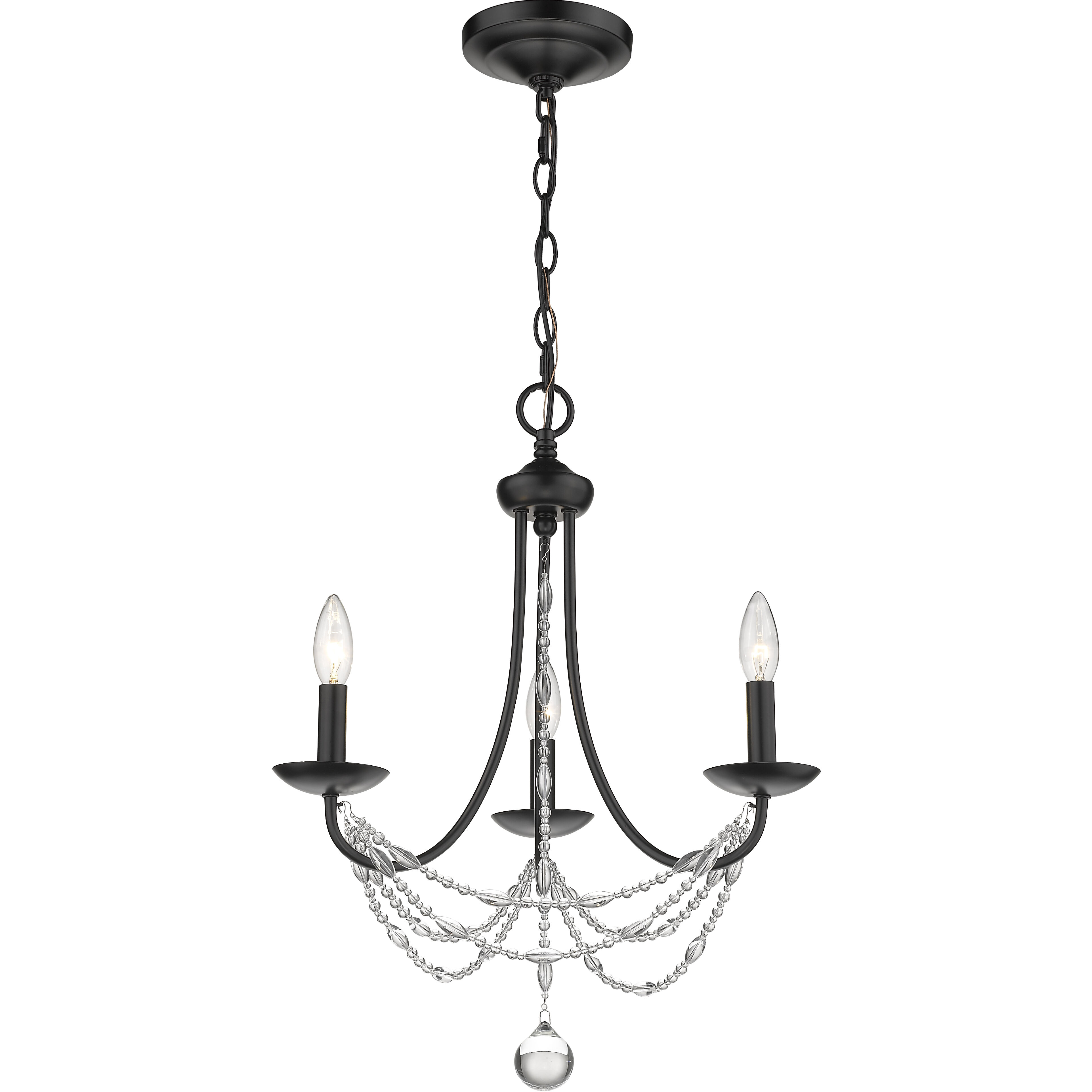 Mirabella 18 inch 60.00 watt Matte Black Chandelier Ceiling Light in No Shade, Mini
