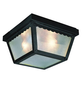 Samantha 1 Light 8 inch Black Outdoor Flushmount Lantern in White Frosted Glass Lightly Frosted