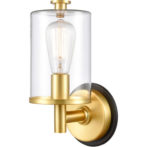 Marlowe 1 Light 5 inch Black Satin Gold Bath Vanity Light Wall Light in Clear Glass