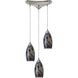 Galaxy 3 Light 10 inch Satin Nickel Mini Pendant Ceiling Light in Smoke Galaxy Glass