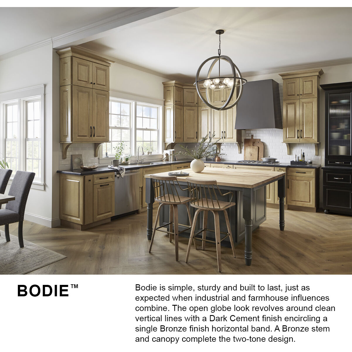 Bodie 6 Light 25 inch Dark Cement with Bronze Indoor Chandelier Ceiling Light