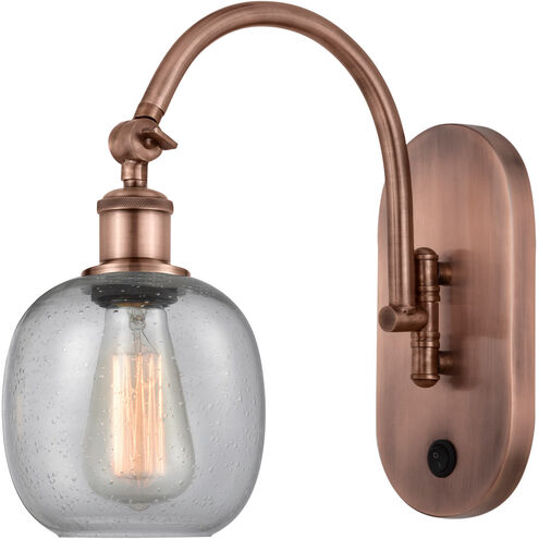 Ballston Belfast LED 6 inch Antique Copper Sconce Wall Light in Seedy Glass