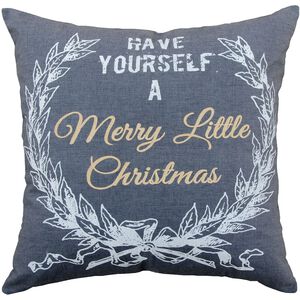 Merry Lil Christmas 24 X 24 inch Gray with Gold and White Pillow, 24X24