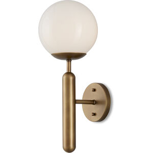 Barbican 1 Light 6.5 inch Antique Brass and White Bath Sconce Wall Light